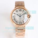 TW Factory Swiss 2824 Clone Cartier Ballon Bleu 40 Silver Face Rose Gold Watch 